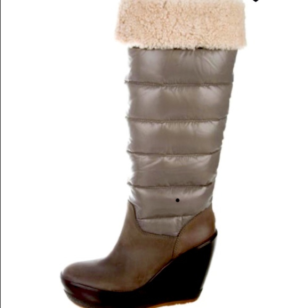 Moncler Boots Leather Shearling Locarno Trim Puffer in Snow Boots 10